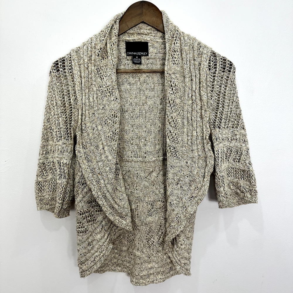 Cynthia Rowley Open Front Cardigan Womens Medium Brown Drapey Minimalist Coastal